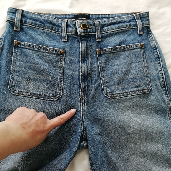 Khaite Raquel Patch Pocket Crop Flare Jeans In Vintage Blue 30 - Picture 9 of 16
